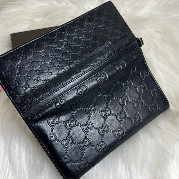 Gucci Black Embossed Leather Continental Wallet with Gold Hardware - Picture 11 of 12
